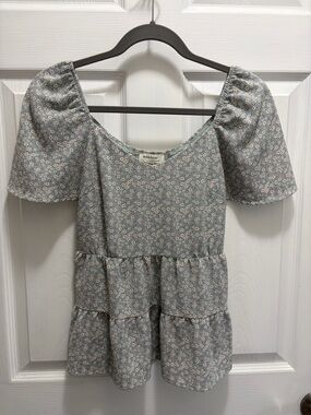 Monteau Floral Tiered Peplum Top